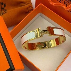 Hermes Gold and White Bracelet